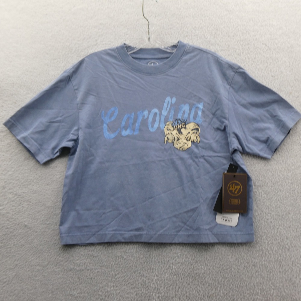 47 Brand Shirt Women Small UNC Tar Heels Blue Short Sleeve Cotton Crop Top